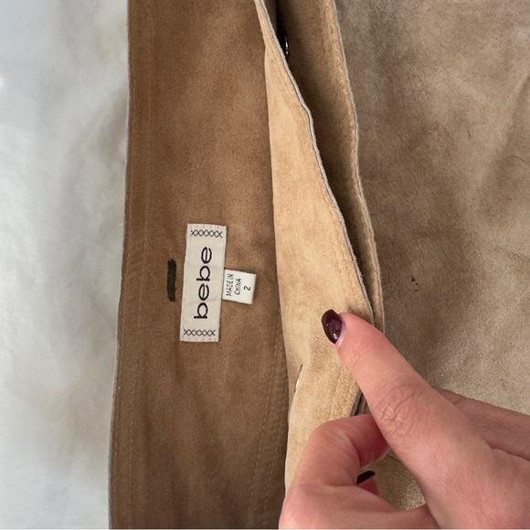 Vintage Bebe tan suede mini wrap skirt - Picture 6 of 7